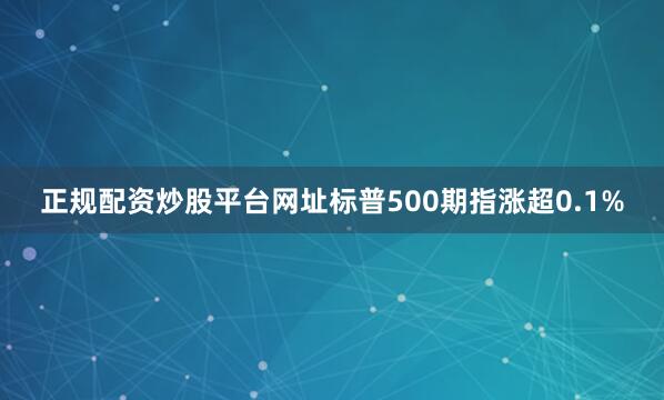正规配资炒股平台网址标普500期指涨超0.1%